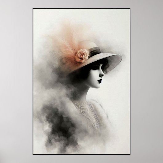 Misty Retro Portrait of Elegance Poster (Vorne)