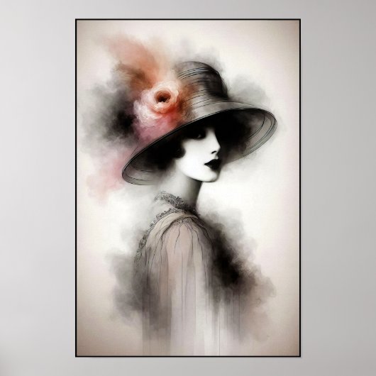 Misty Retro Portrait of Elegance Poster (Vorne)