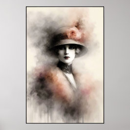 Misty Retro Portrait of Elegance Poster