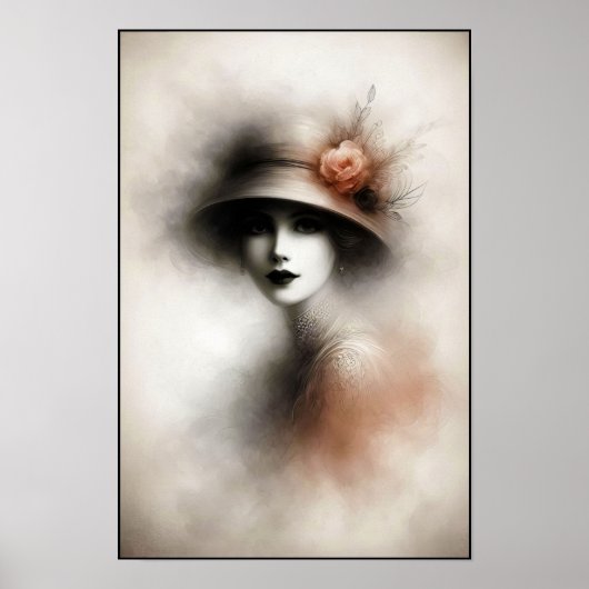 Misty Retro Portrait of Elegance Poster (Vorne)