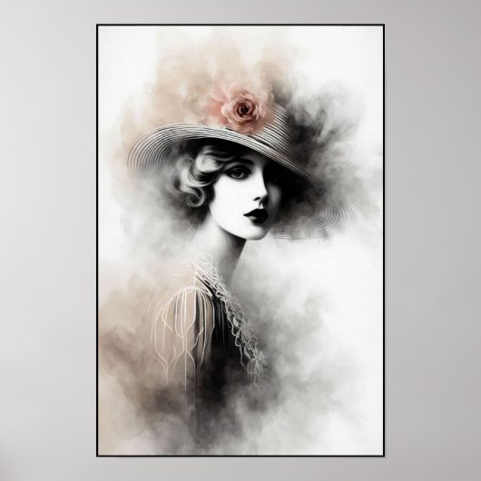 Misty Retro Portrait of Elegance Poster (Vorne)