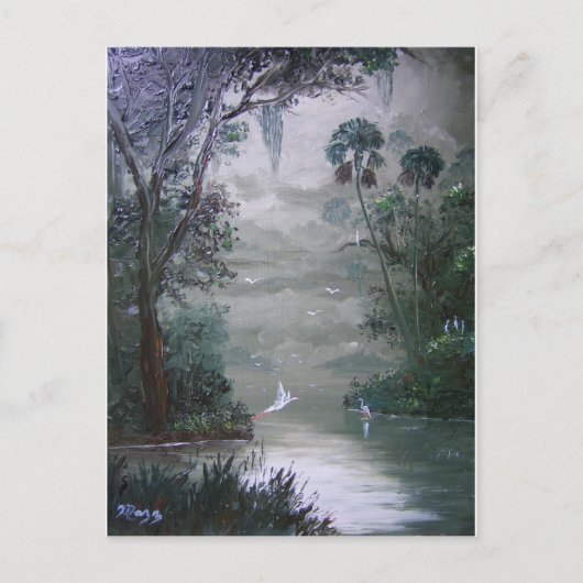 Misty River mit Moss Postkarte (Vorderseite)