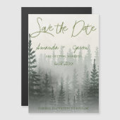 Misty Romantic Forest Trees Wedding speichern das Magnetkarte (Vorne/Hinten)