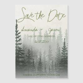 Misty Romantic Forest Trees Wedding speichern das  Magnetkarte