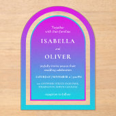 Misty rose and light sky blue gradient wedding acryleinladungen (Vorderseite)