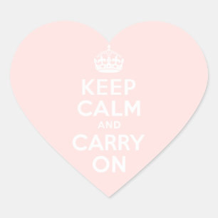 Misty Rose Keep Calm and Carry On Herz-Aufkleber