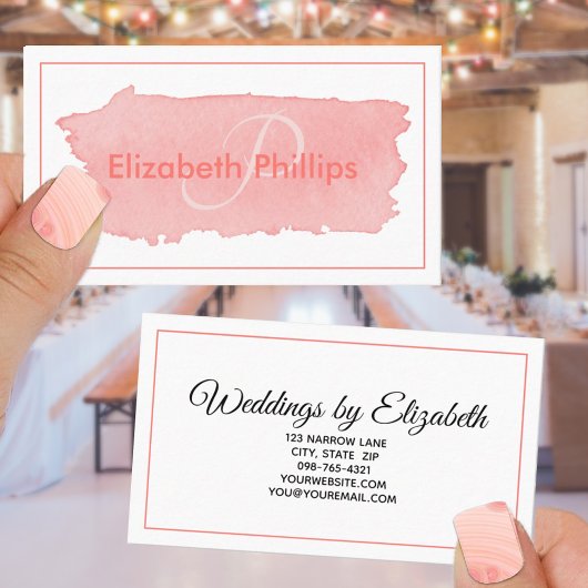 Misty Rose Monogram Pinselstrich Stilvoll Visitenkarte