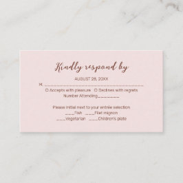 Misty Rose Monogram Wedding RSVP Enclosure Card Begleitkarte