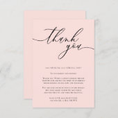 Misty Rose Pink Calligraphy Custom Foto Vielen Dan Begleitkarte (Vorne/Hinten)