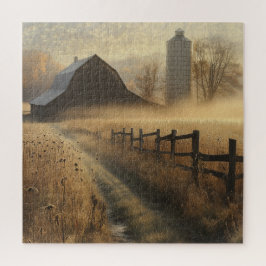 Misty Rural Farm Scene Puzzle