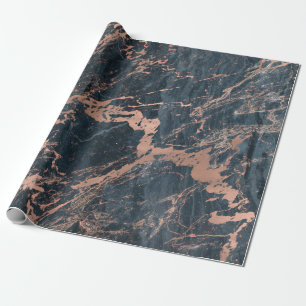 Misty Rustic Blue & Rose Gold Pink Glam Marmor Geschenkpapier
