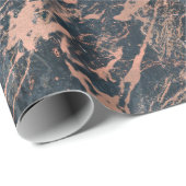 Misty Rustic Blue & Rose Gold Pink Glam Marmor Geschenkpapier (Rolleneckpunkt)