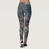 Misty Rustic Blue & Rose Gold Pink Glam Marmor Leggings (Rückseite)