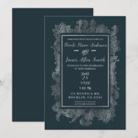 Misty Rustic Blue & Silver Elegante Blumenhochzeit