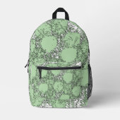 Misty Shamrocks Backpack – Chic & Artistic Green Bedruckter Rucksack (Vorderseite)