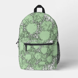 Misty Shamrocks Backpack – Chic & Artistic Green Bedruckter Rucksack