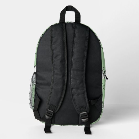 Misty Shamrocks Backpack – Chic & Artistic Green Bedruckter Rucksack (Rückseite)