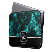 Misty Smoke Monogram Aqua Laptopschutzhülle (Vorderseite Links)