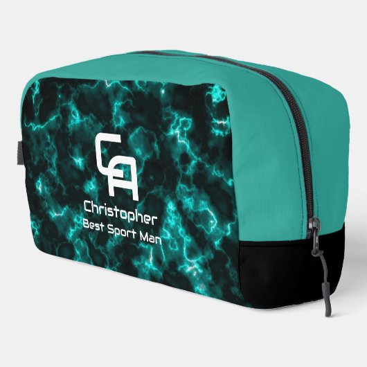 Misty Smoke Monogram Aqua Waschbeutel (Rechte Ecke)