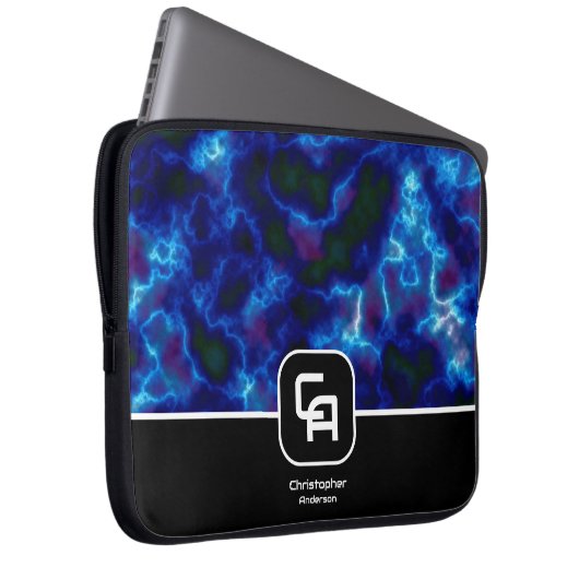 Misty Smoke Monogram Blue Laptopschutzhülle (Vorne Rechts)