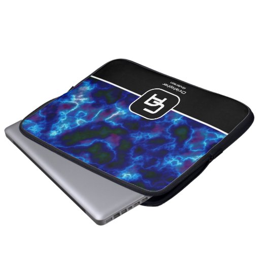 Misty Smoke Monogram Blue Laptopschutzhülle (Vorne Knopf)