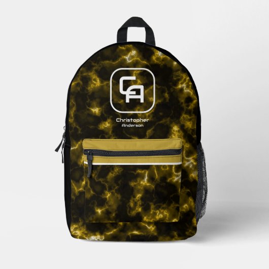 Misty Smoke Monogram Gold Bedruckter Rucksack (Vorderseite)