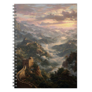 Misty Sunrise Over the Great Wall Notebook Notizblock