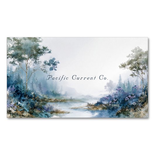 Misty Teal Forest Gold Sparkle Landscape Magnetische Visitenkarte (Vorderseite)
