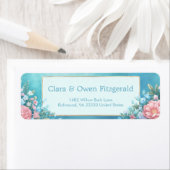 Misty Teal Pink Peony Gold Frame Wedding (Insitu)