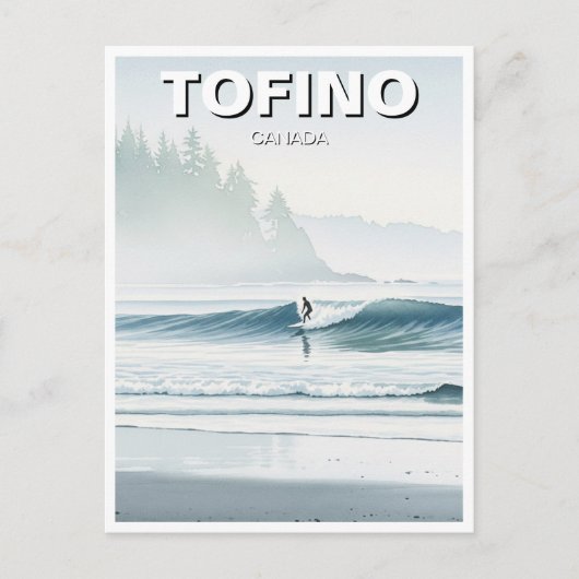 Misty Tofino Canada Surfer Travel Postkarte (Vorderseite)