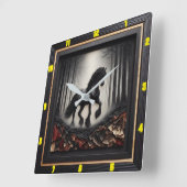 Misty Trail: Personalisierter Charred Wood Friesia Quadratische Wanduhr (Winkel)