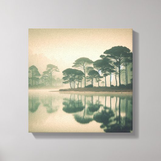 Misty Tranquil Lake View – Canvas Wall Art Leinwanddruck (Vorderseite)