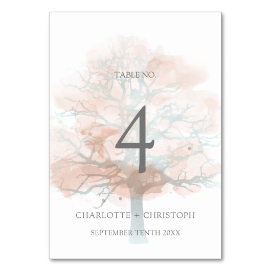 Misty Tree Tischnummer (Vorderseite)
