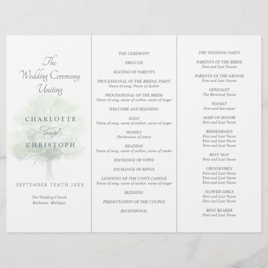 Misty tree Tri-Fold Hochzeitsprogramm (Vorderseite)