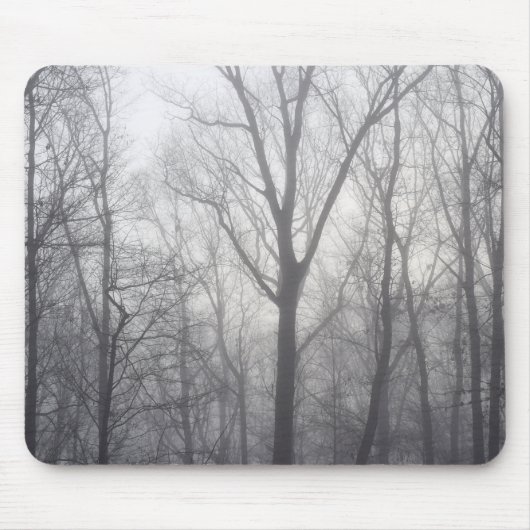 Misty Trees Gray Woodland Mousepad (Vorne)