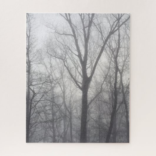 Misty Trees Gray Woodland Puzzle (Vertikal)