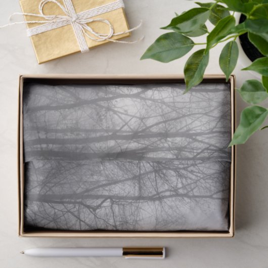 Misty Trees Gray Woodland Seidenpapier (Geschenk)