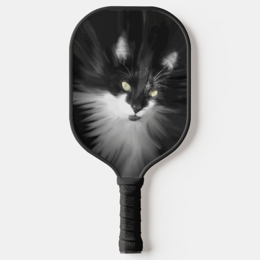 Misty Tuxedo Cat Pickleball Schläger (Vorderseite)