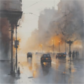 Misty Urban Abend Aufkleber (Vorderseite)