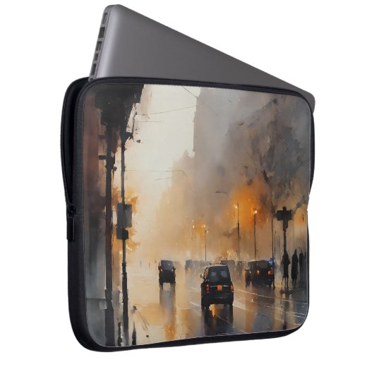 Misty Urban Abend Laptopschutzhülle (Vorne Rechts)