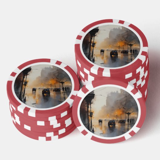 Misty Urban Abend Pokerchips (Stapel)