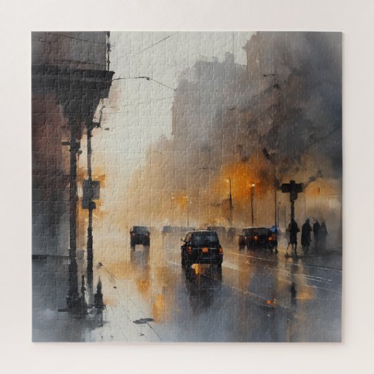 Misty Urban Abend Puzzle (Vertikal)