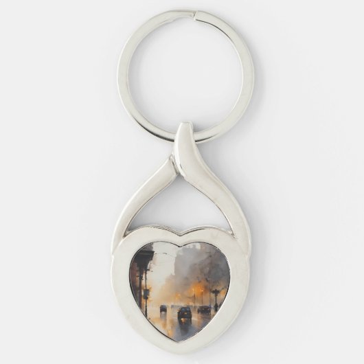 Misty Urban Abend Schlüsselanhänger (Vorderseite)