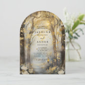 Misty-verzauberter Waldpfad Einladung zur Hochzeit (Stehend Vorderseite)