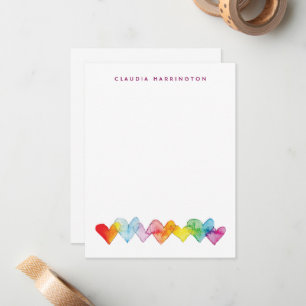 Misty Watercolor Hearts Personalisiert Mitteilungskarte