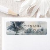 Misty Watercolor Trees Rücksendeadresse (Insitu)