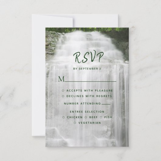 Misty Waterfall Nature Wedding RSVP (Vorderseite)