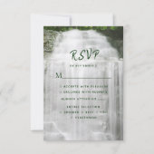 Misty Waterfall Nature Wedding RSVP Karte (Vorderseite)