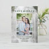 Misty Waterfall Wedding Foto Save the Date (Stehend Vorderseite)