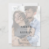 Misty White Shades Foto Wedding Einladung (Vorderseite)